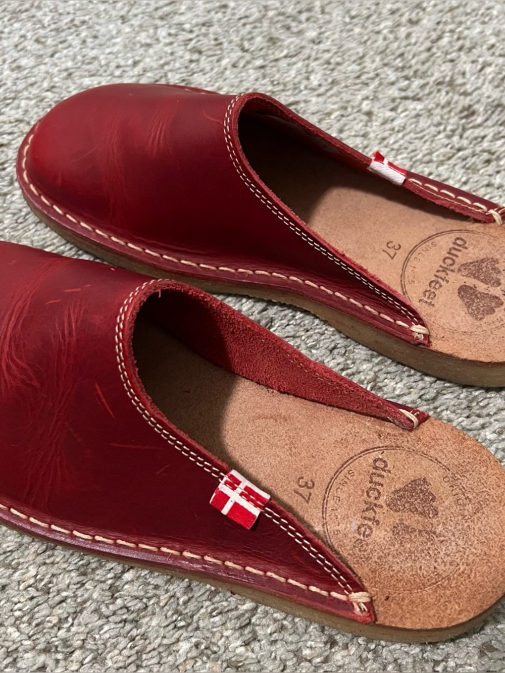 Duckfeet Red Handmade Blåvand' Mules Slip-ons - Clogs Slides Size 37 6.5/7 - Picture 9 of 10